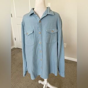 NWT OuterKnown Blue Mens 100% Organic Cotton Chroma Blanket Shirt Size XXL